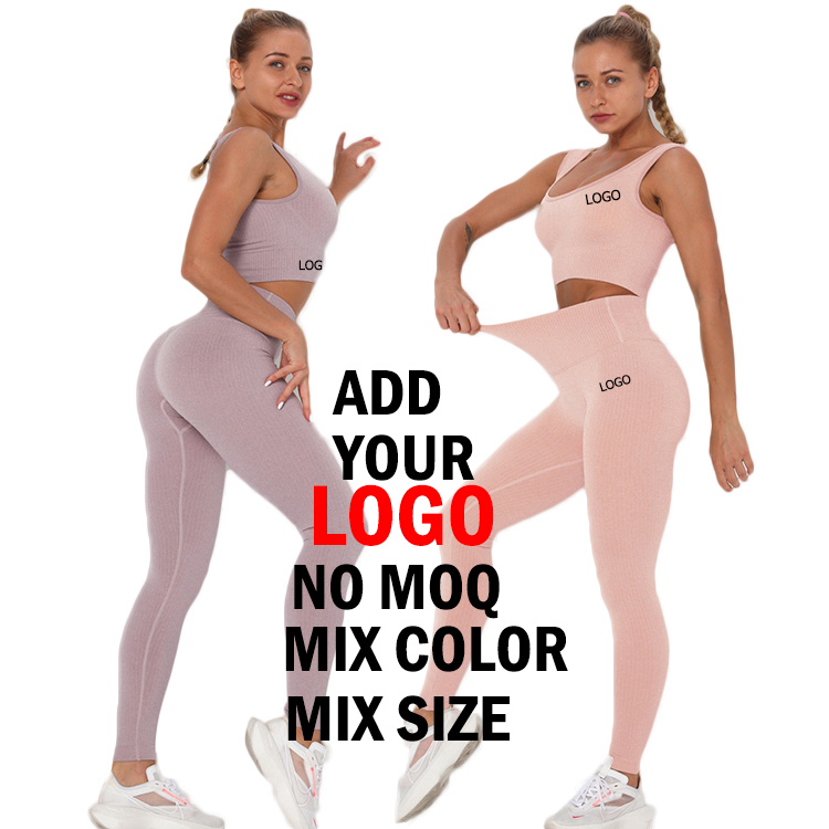 2022 Fitness Seamless Yoga Set Solid Crop Top+long Pant Athleisure Women Suit Gym Sports Bra+legging Two Piece Set Sportswear 