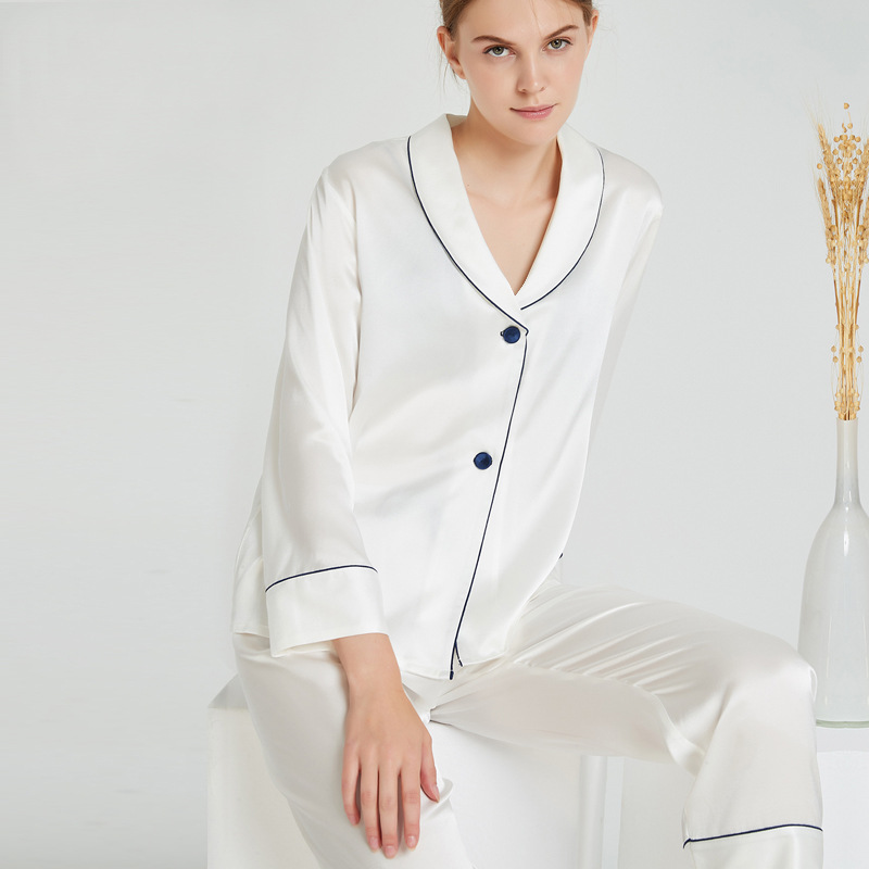 Beta New Customized 100% Silk Pajamas Suit Pijamas De Seda Satin Silk Nightgown Women&#39;s Sleepwear 