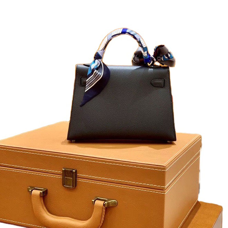 Luggage Women&#39;s Handbag Women&#39;s Leather Leather Brand Luggage Black Hand Sewn Luxury Women&#39;s Bag With Wax Thread Kl19 Mini 