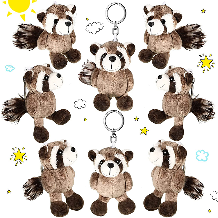 New Production Custom Stuffed Mini Plush Bear Civet Key Chain Soft Plush Toy 