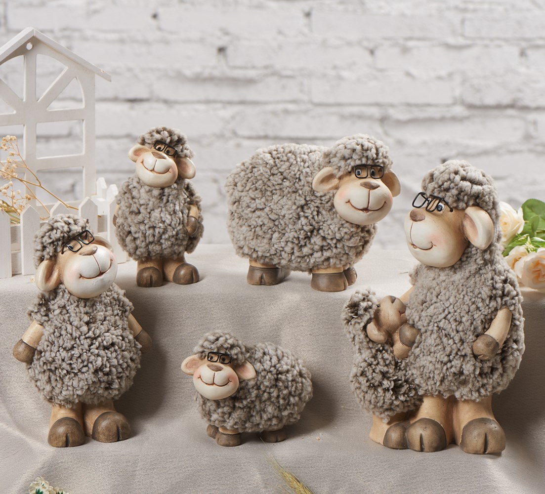 Easter Creative Ornament Ceramic Handicraft Brown Sheep Interior Table Decorations For Home 