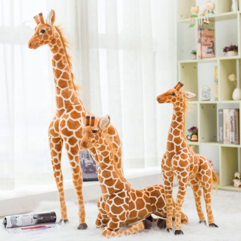 Hot Sale Decoration Gift Vivid Animal Zoo Plush Stuffed Giraffe Toy 