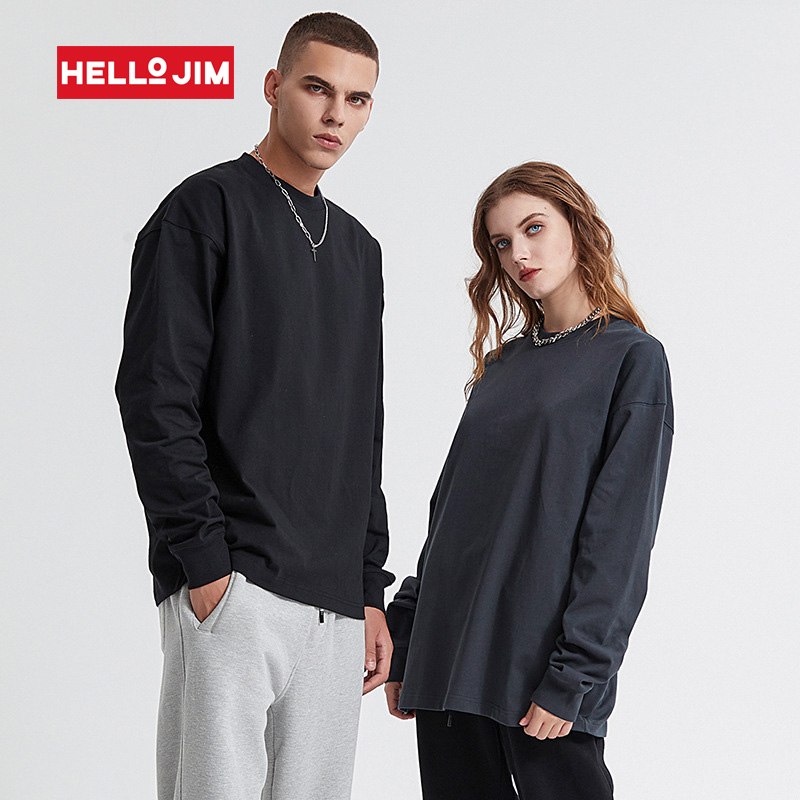 High Quality 320g Cotton Tshirt Unisex Clothing Street Wear Oversize Tshirt Hip Hop Crewneck Long Sleeve T-shirt For Men 