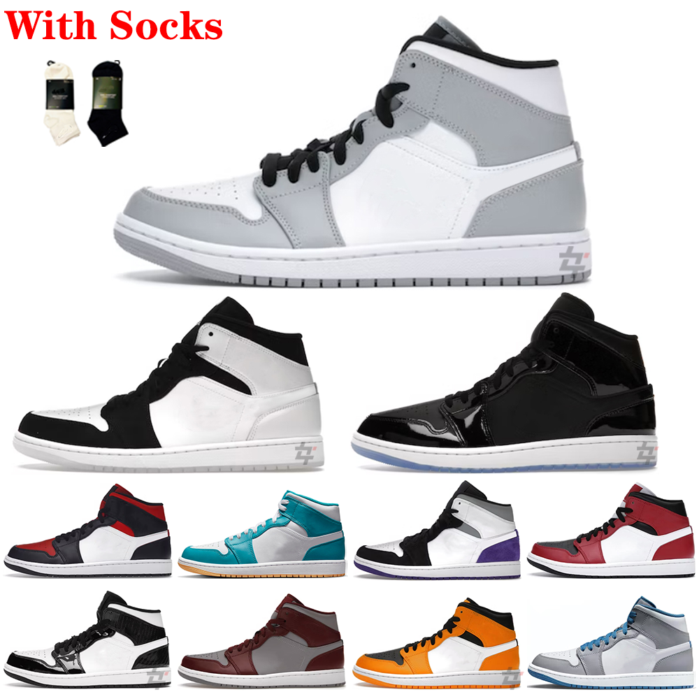 Fashion Sneakers Aj 1 Mid Light Smoke Grey Women's Walking Style Shoes Men's Casual Shoes 1 Mid Shoes