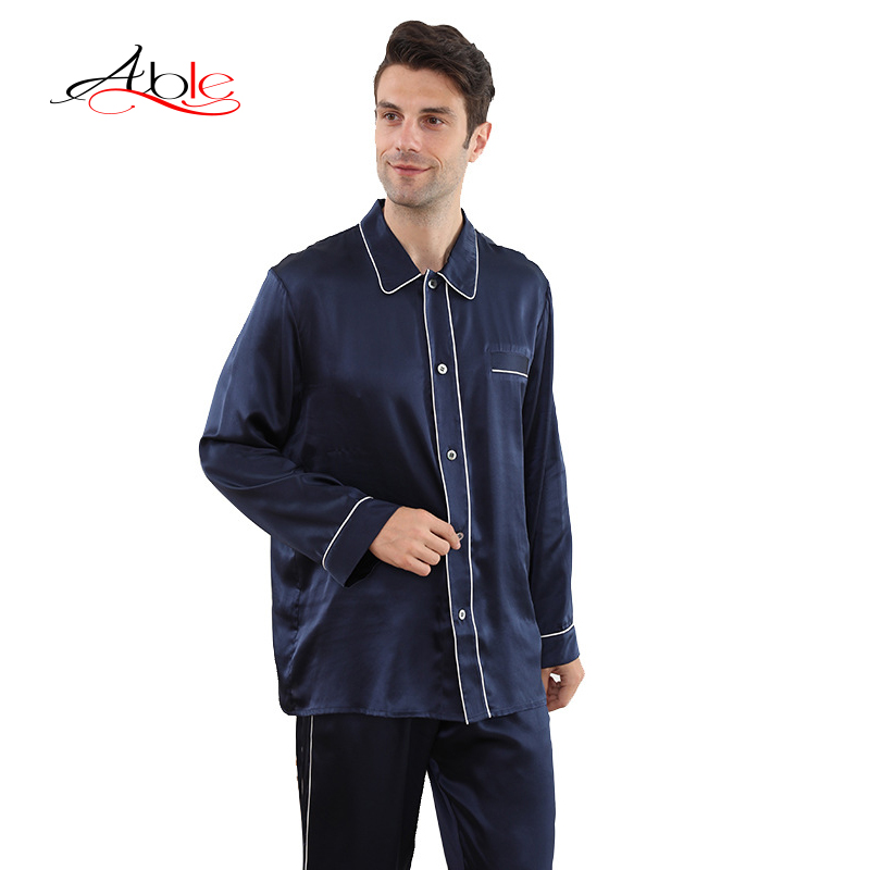 Able Daster Piyama Silk Blue Peignoir Gecelik Pijama Seda Chemises De Nuit Oem/odm Men&#39;s Sleepwear Plus Size Long Mens Pajamas 