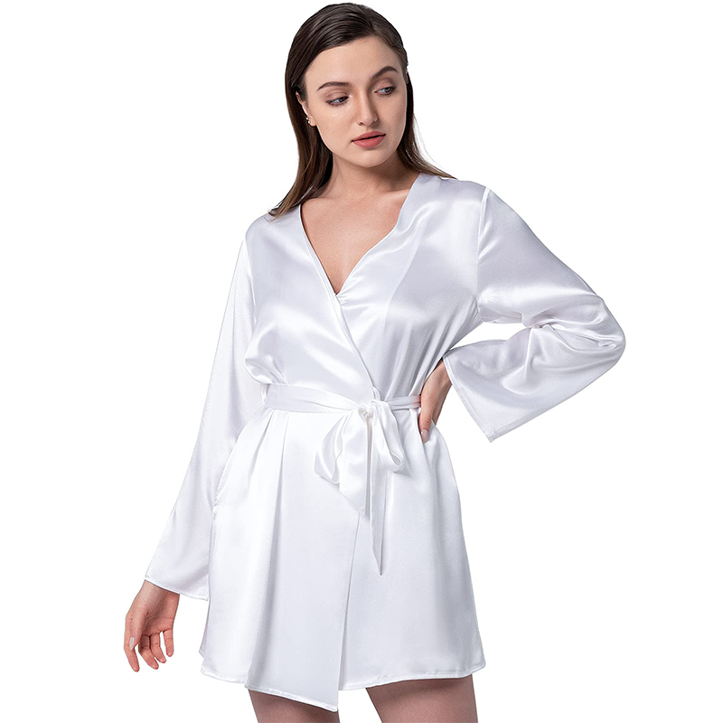 Black 100% Mulberry Silk Bath Robe Women's Luxury Silk Robes Spa Nightgown Custom Girls Real Long Plain Silk Robe Kimono 