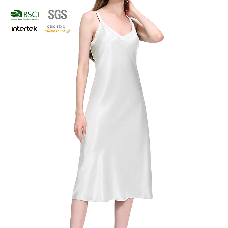 22 Momme 100% Silk Women Nightgown Sleeveless Ladies Bathrobe Women's Sleepwear Sexy Pajamas 