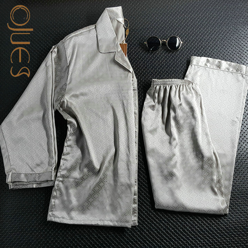 2020 Fashion Designer Silk Pajamas Mens Silk Pajamas Custom Nightwear Pajamas Men&#39;s Silk Sleepwear 