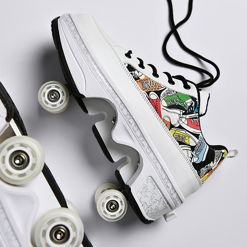 Factory Direct Sales Deformation Roller Shoes Invisible Pulley Shoes Four-wheel Two-wheel Roller Skates Boys And Girls Sports 