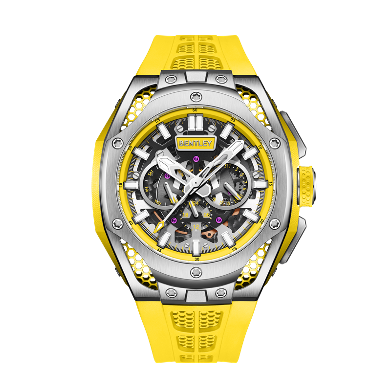 Good Quality FKM Rubber Strap Stainless Steel Automatic Luxury Women's Mechanical Watch