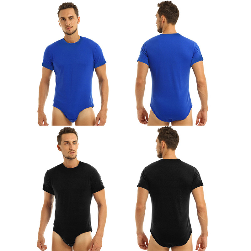 Wholesale Sexy Men Pajamas Black Solid Adult Adult Romper Onesie Logo Men Adult Onesie 