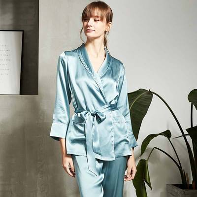 High Quality Summer Two-piece Home Wear Silk Sleepwear Suit Silk Pajamas Set 
