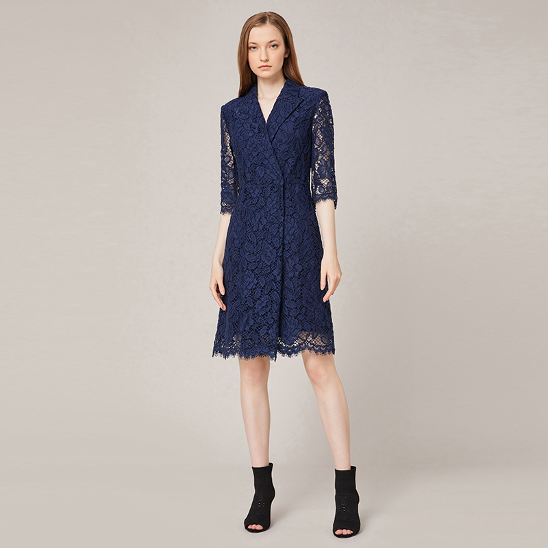 Customized Wholesale V Neck 3/4 Sleeve Lace Black Mother Maternity Clothing Dresses 