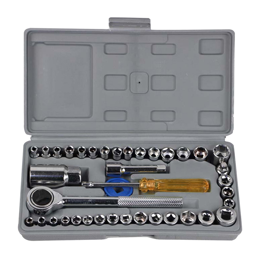 40pcs Hand Tool Sets Car Repair Tool Set Mechanical Tools Box For Home 1/4 3/8 Inch Socket Wrench Set Ratchet Screwdriver Kit 
