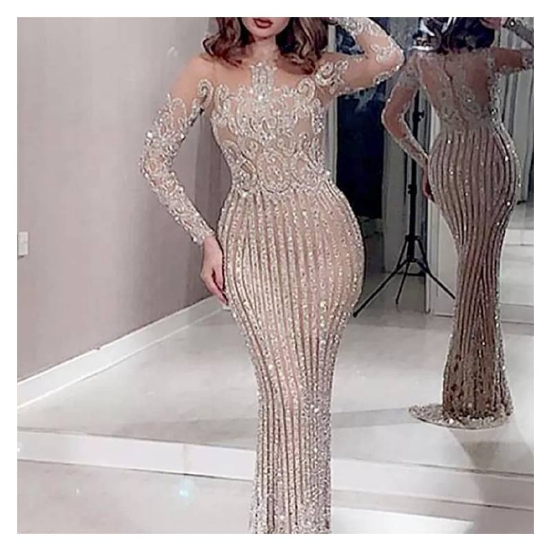 Women Lace Wedding Dress Luxury Prom Dresses Party Maxi Sequin Evening Dress 