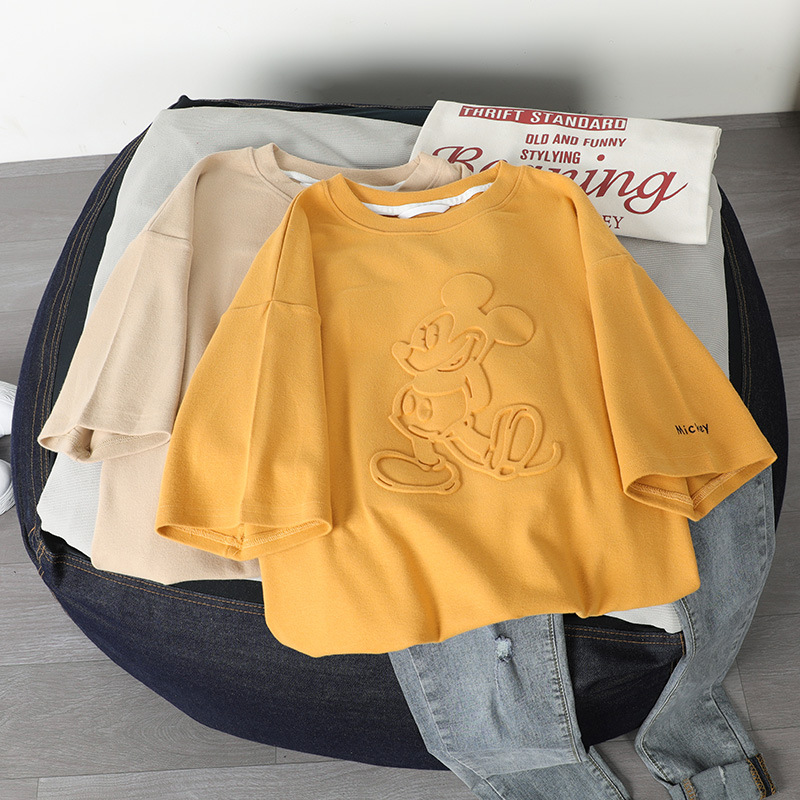 Factory Hot Sale Summer New Korean Style Cotton Top Loose And Comfortable Mickey Short-sleeved T-shirt For Women 