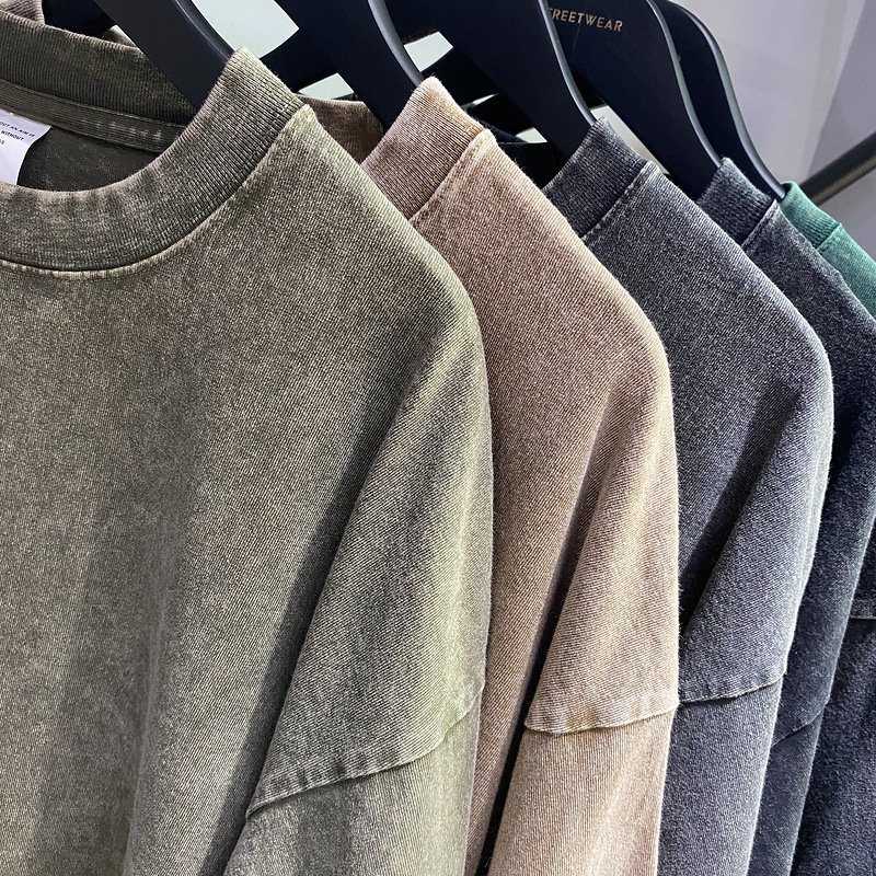 Wholesale Custom Unisex Wash Vintage T Shirts Men's Acid Wash T-shirt Women Distressed Tees Vintage Wash Tshirts 