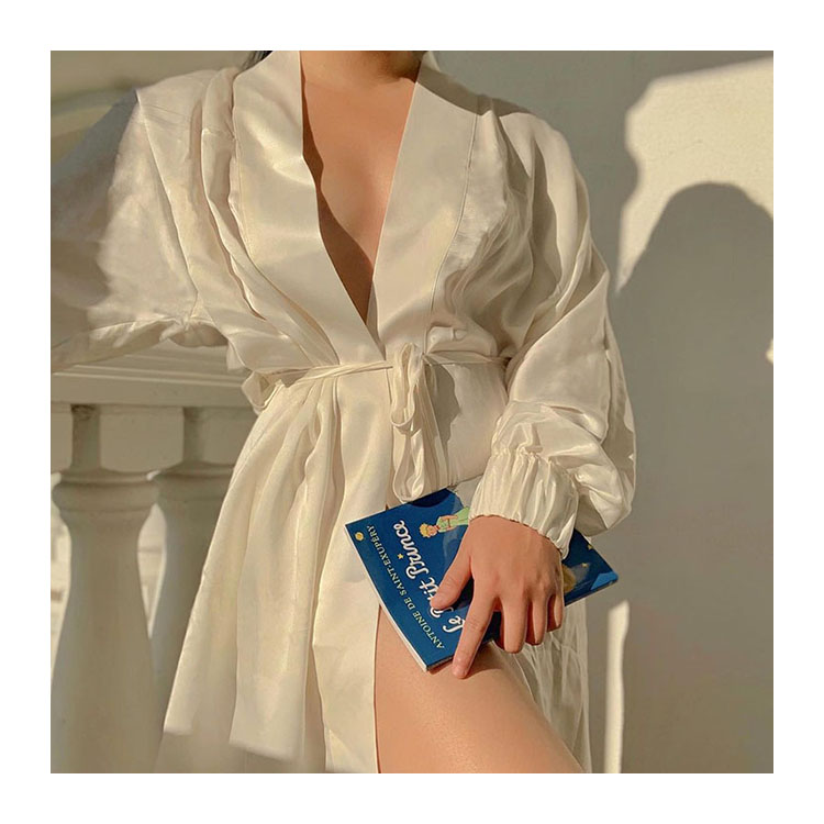 Wholesale High Quality Women Black Beach Short Silk Night Wear Custom 100% Mulberry Silk Robe In Bulk 