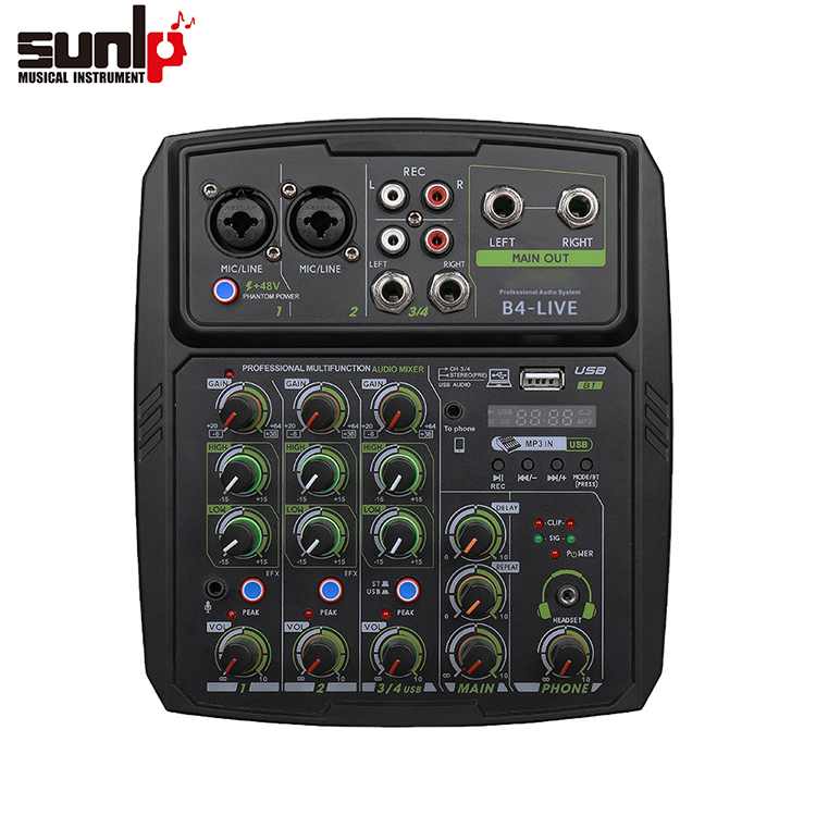 Phone Live Broadcast Sound Card Home Music Production 4 Channels Mini Audio Mixer 