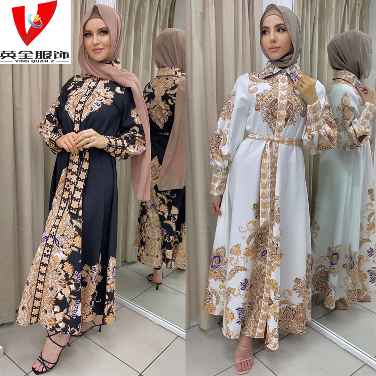 Clothing Manufacturers Robe De Pour Femmes Musulmanes Custom Dubai Women Abaya Muslim Print Dress 
