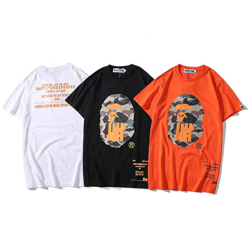 Bape Monkey Printing 2022 Summer New 100 Cotton Men&#39;s Casual T-shirt Couple High Street Short-sleeved Bottoming Shirt Wholesale 