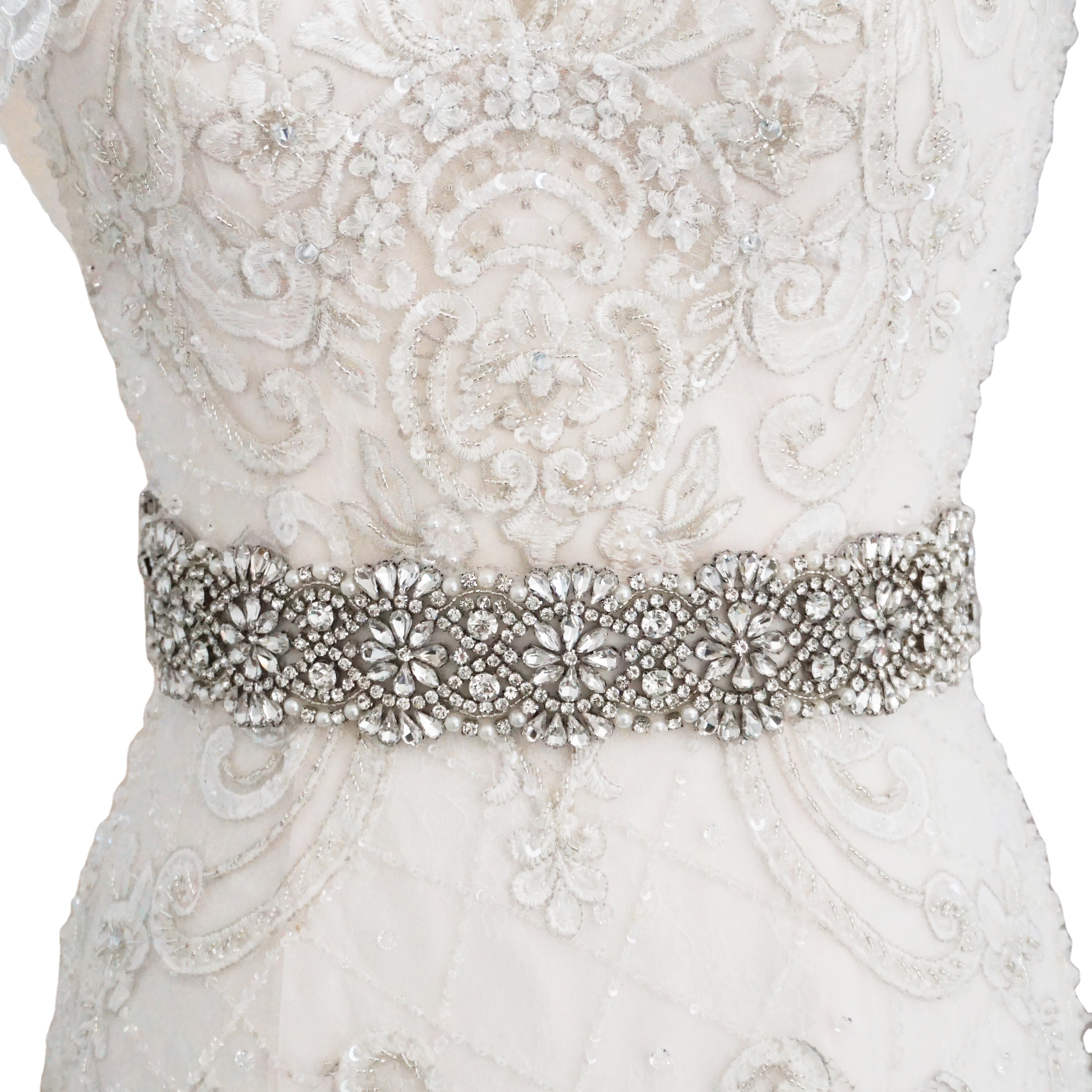 Handmade Pearl and Crystal Bridal Sash Belt for Dresses Rhinestone Trim Belt for Wedding Dresses Brides Gifts