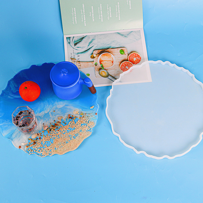 High Quality Irregular Large Geode Teacup Pad Coasters Silicone Resin Mold Fruit Tea Tray Mould For Home Desk Decoration 