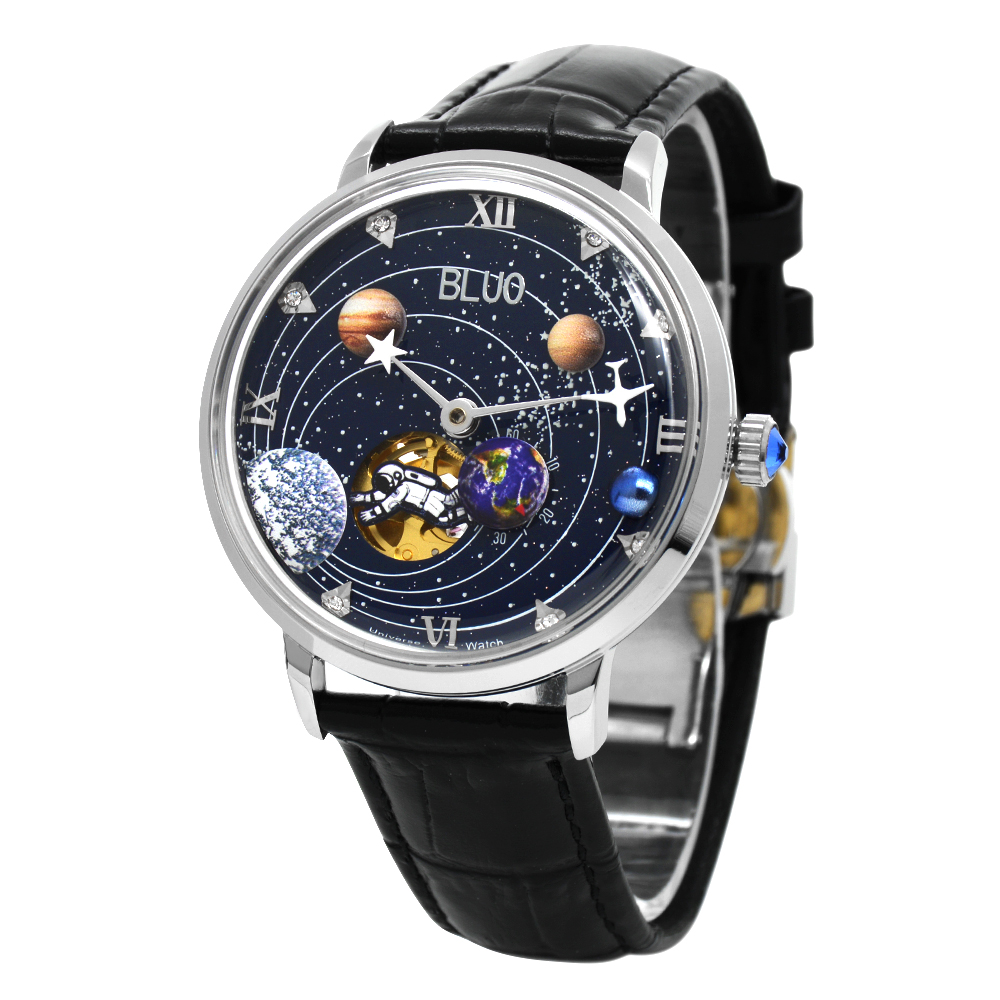 Ready For Ship Luxury Moon Space Explore Watch Men Fashion Stainless Steel Mechanical Wrist Watch Moon Earth Dial Watch 
