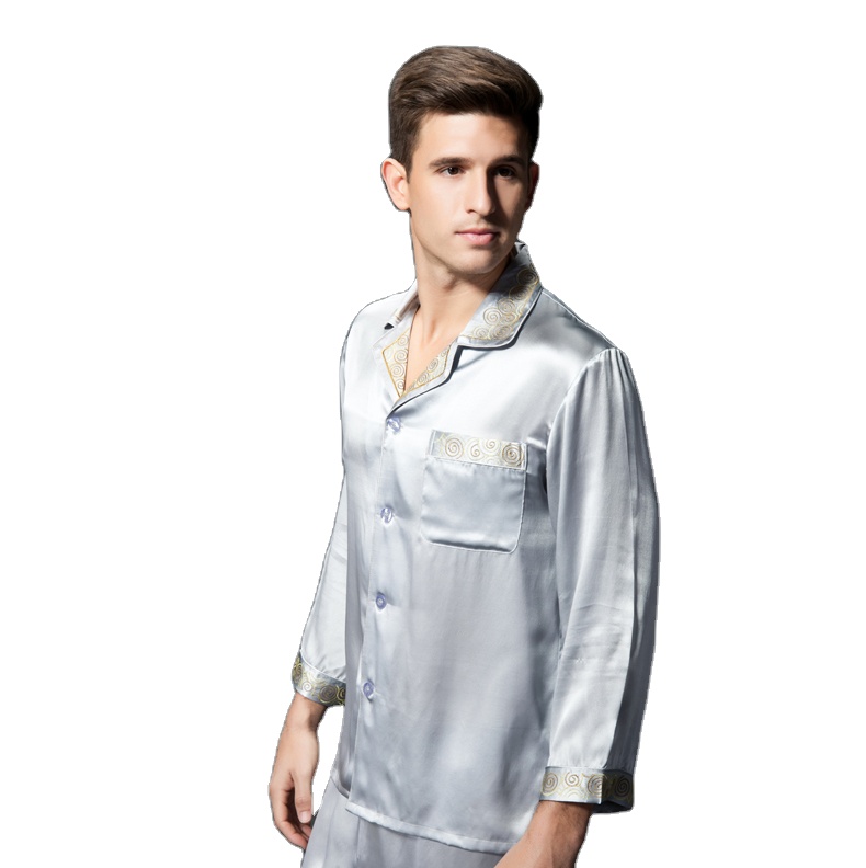 Men&#39;s 100% Silk Sleeping Pajamas Silk Sleepwear 