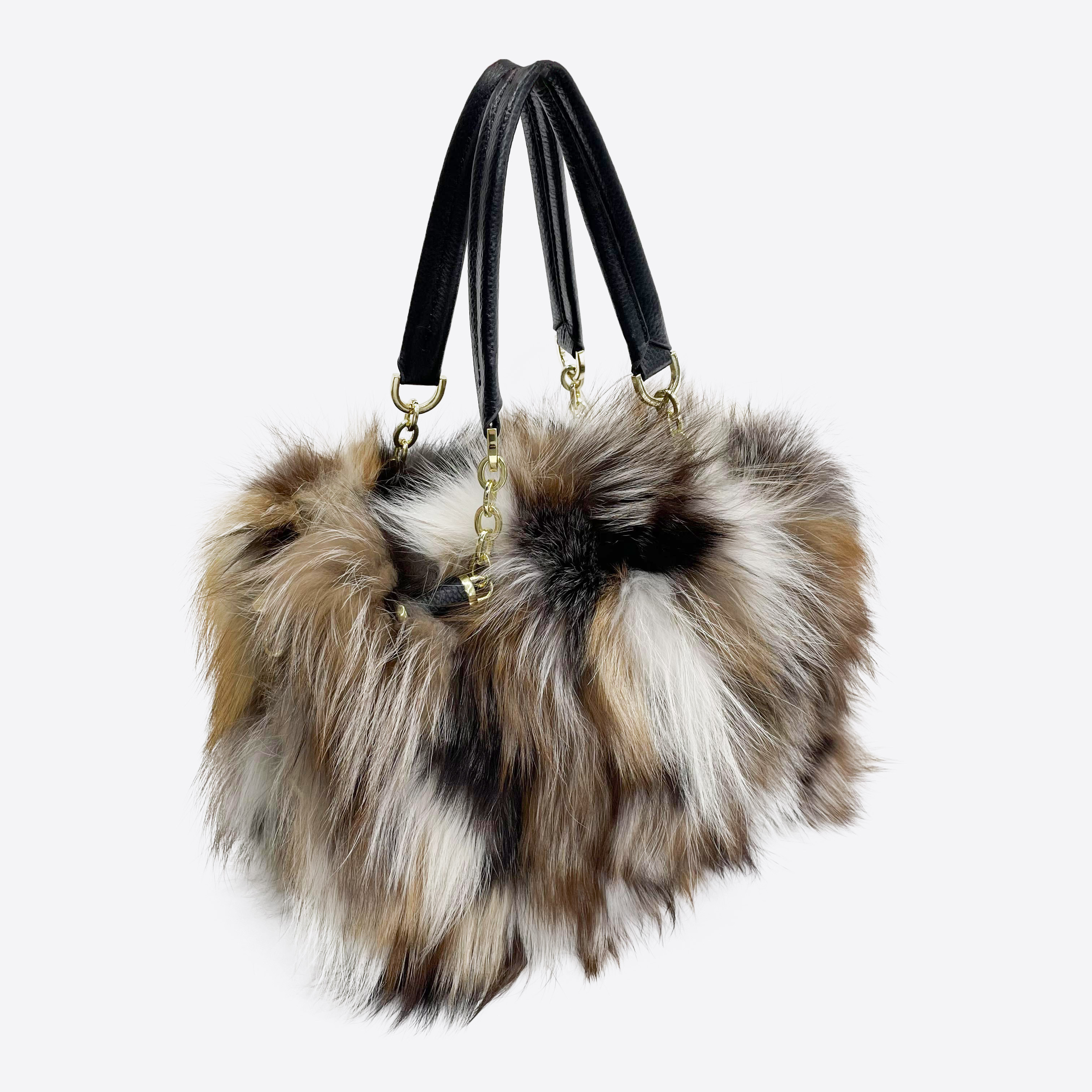 High Quality Luxury Fox Fur Lady Handbags Real Fox Fur Big Shoulder Bag Women Handbag 