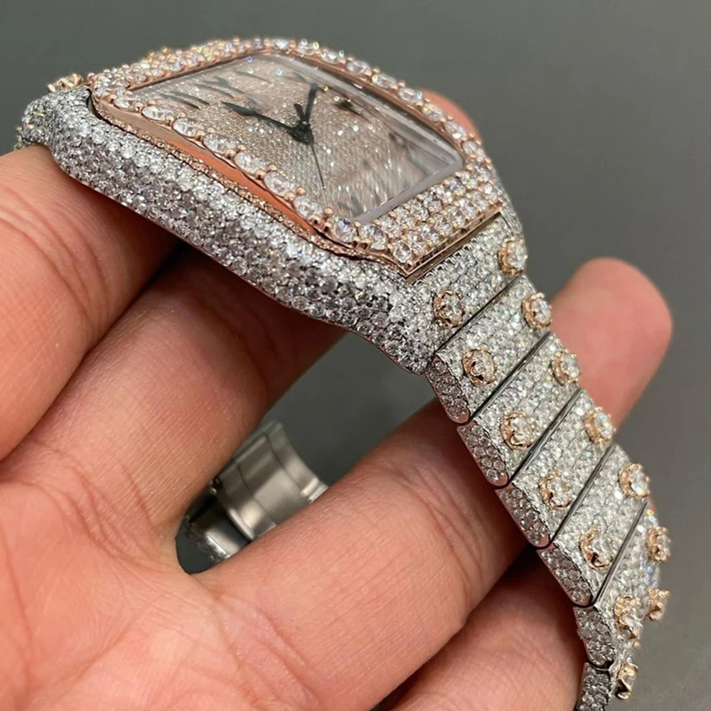 Factory Custom Pass Diamond Test Iced Out Luxury Vvs Moissanite Diamond Watch Men Hip Hop Jewelry Custom Lab Grown Diamond 