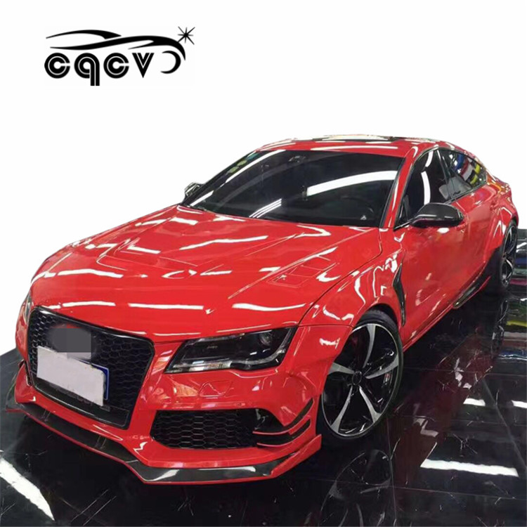 Cqcv Style Wider Body Kit For Audi A7 Rs7 Style Front Bumper Wider Flare Carbon Fiber Spoiler And Hood For Audi A7 