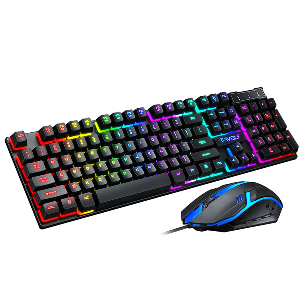 Computer 104 Keys Accessories Slim Wired Teclados Usb Led Rgb Backlight Pc Arabic Mouse Combos Gamer Gaming Mechanical Keyboard 