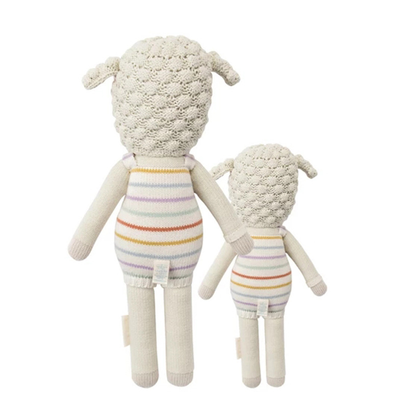 Hot Selling Custom Cute Kawaii Knit Sheep Soft Toy Stuffed Animal Sheep Knitted Stuffed Baby Toy 
