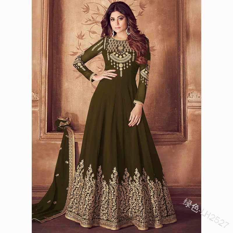 Elegant Printed Chiffon Retro Wedding Abaya Muslim Dress Maxi Pakistani Dresses Salwar Kameez Evening Womens Dresses 