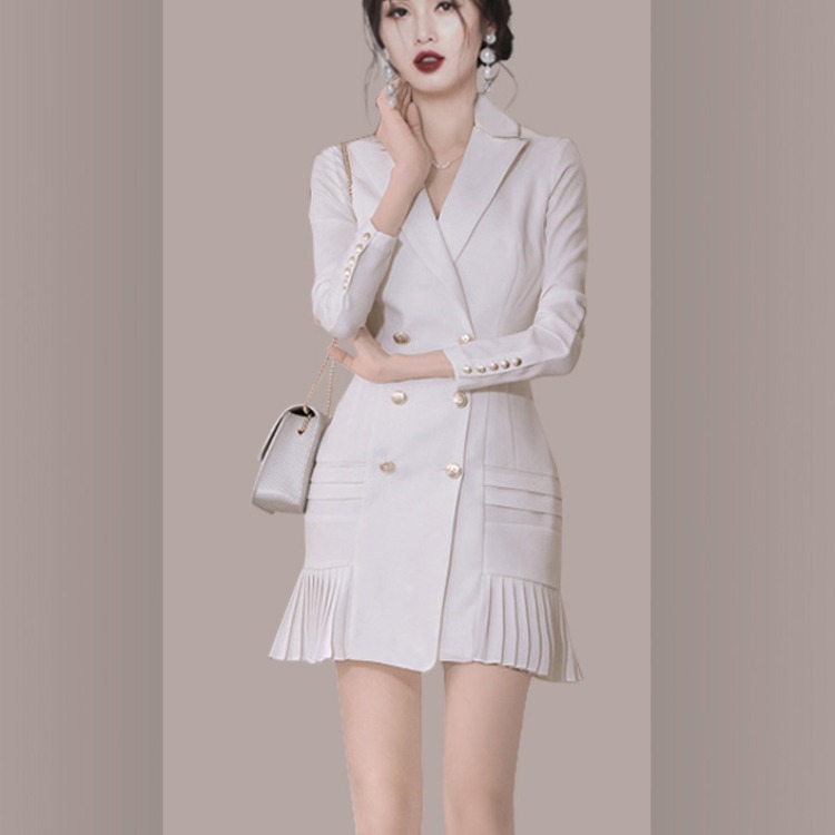 Boutique Clothing Korean Fishtail Casual Career Dresses Long Women Elegant Blazer Formal Office Blazer Dresses 