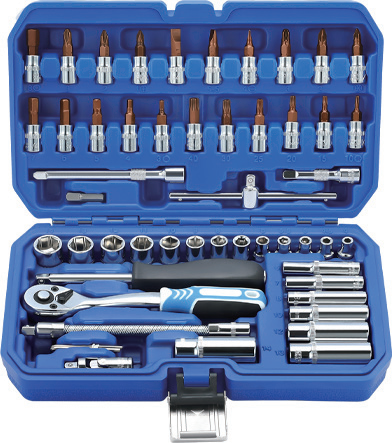 53-piece Auto Repair Tool Set A-10053 Drive Metric 72-tooth Rotating Ratchet Wrench Socket Set Tool Box 