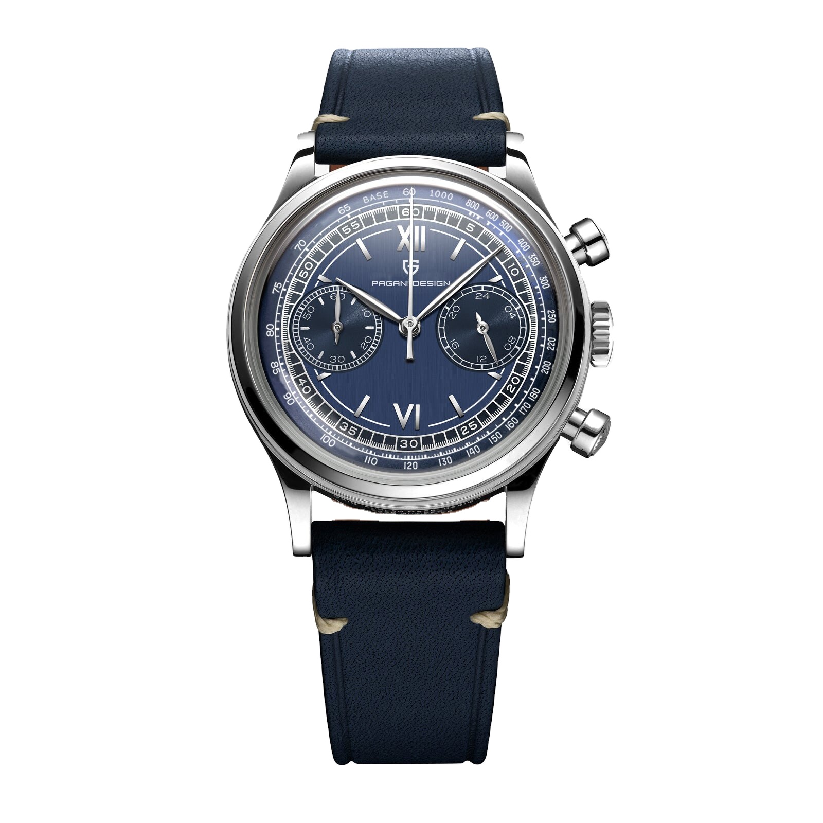 Top Luxury Pagani Design 1739 Bicompact Dial Retro Chronograph Quartz Watch Men 2022 New Ar Sapphire Glass Leather Men Watches 