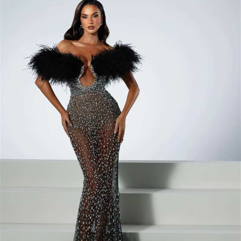 ED2678 Luxury Evening Dresses Women Elegant Evening Gowns for Women Dress Long Feathers for Dress