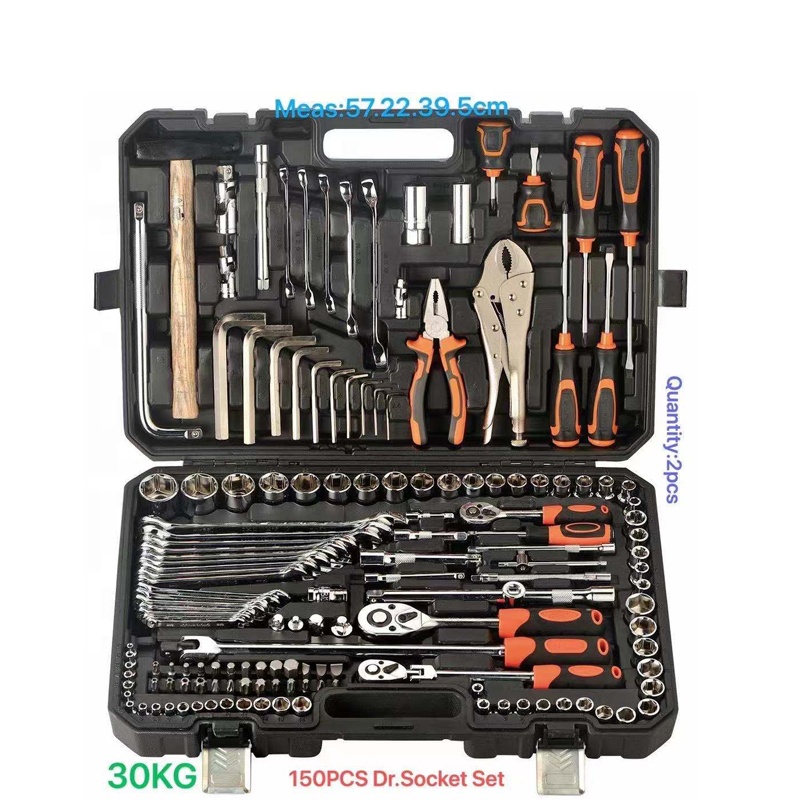 Heavy Duty 150pcs Hand Tool Kit 1/4\&quot; 1/2\&quot; Socket Wrench Spanner Set Auto Repair Tool Box 