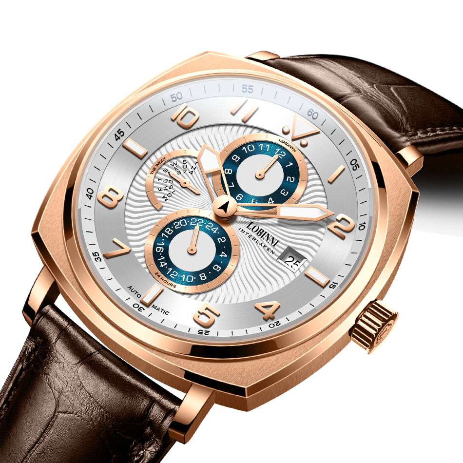 Lobinni Automatic Movement Men Watches Mechanical Automatic Wrist Watch Leather Stainless Steel Square Male 