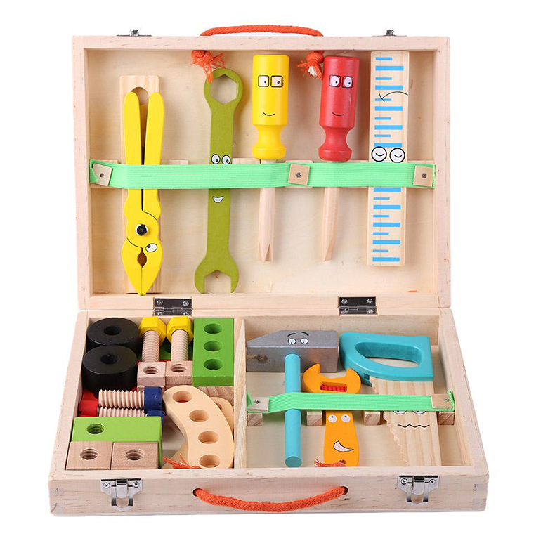Portable Repair Tool Box Cartoon Boy Educational Toys For Boy Puzzle Toy Kids Baby Wood Repair Set Tool Multifunctional Toys 