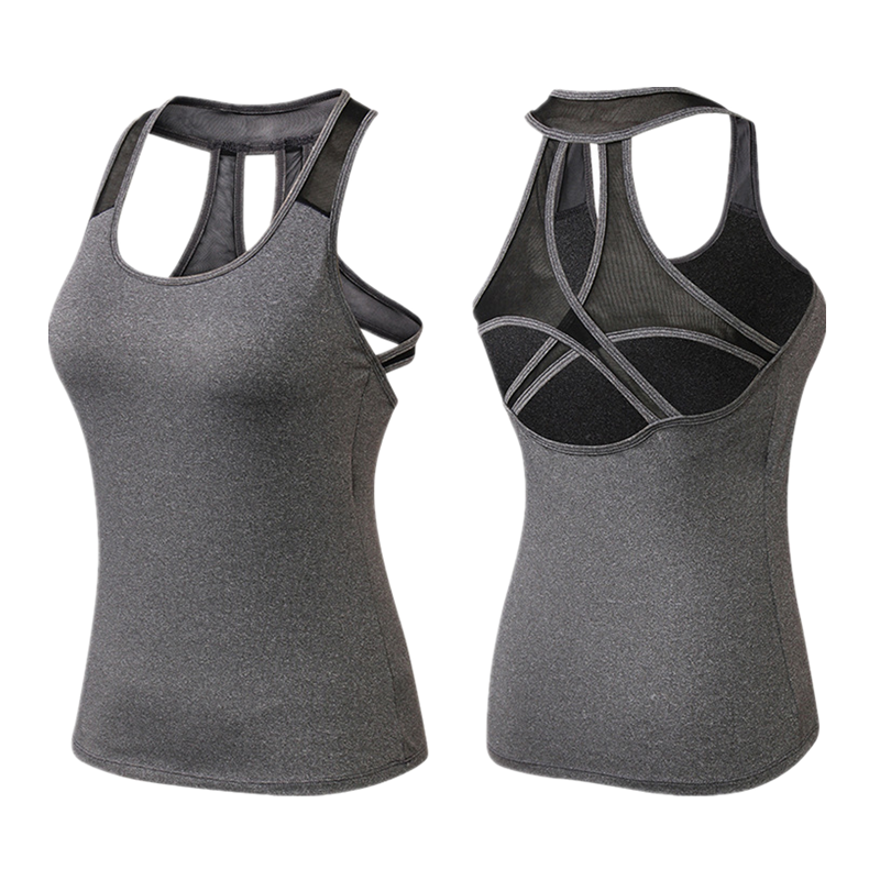 Wholesale Plain Sportswear Women Slim Running T Shirt Sports Gym Yoga Clothing Tank Tops 