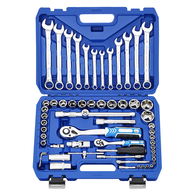 Hot Selling 61pcs Sockets Set Hand Tools Combination Socket Wrench Set With Plastic Tool Box For Car Repair 