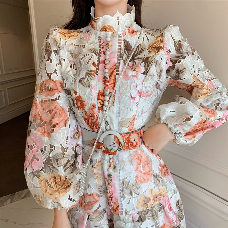 Embroidery Hollow High-end Spot Sales 2022 New Woman Clothes Wholesale Fashion Apparel Elegant Club Party Floral Dress 