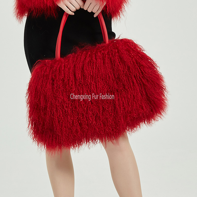 Cx-h-24e Women Purse Fashion Lambskin Bag Real Mongolian Lamb Fur Fashion Bags Ladies Handbags