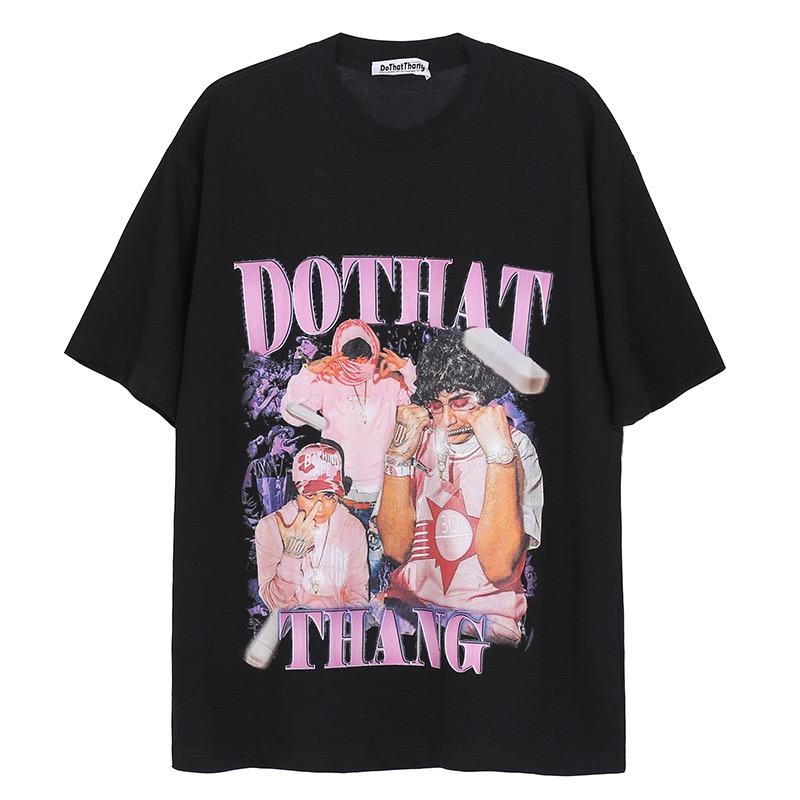 High Quality Black Color Big Bandana Dtg Printing Oversize Round Neck 100% Supima Cotton Men Tshirts 