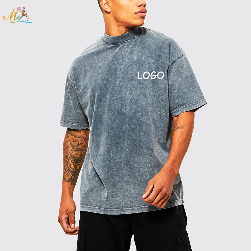 Clothing Manufacturers Custom Logo Streetwear Vintage Acid Wash T-shirt Unisex Drop Shoulder Heavy Weight Clothes Men&#39;s T-shirts 