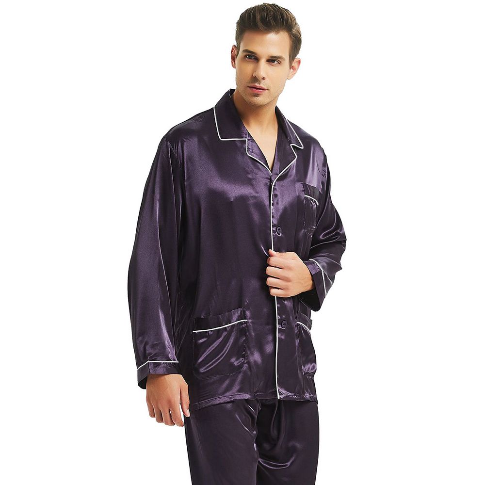 Oem/odm Mens Silk Satin Pajamas Set Sleepwear Loungewear Plus Size Designer Custom Onesie Satin Men&#39;s Sleepwear Pijama Sleepwear 