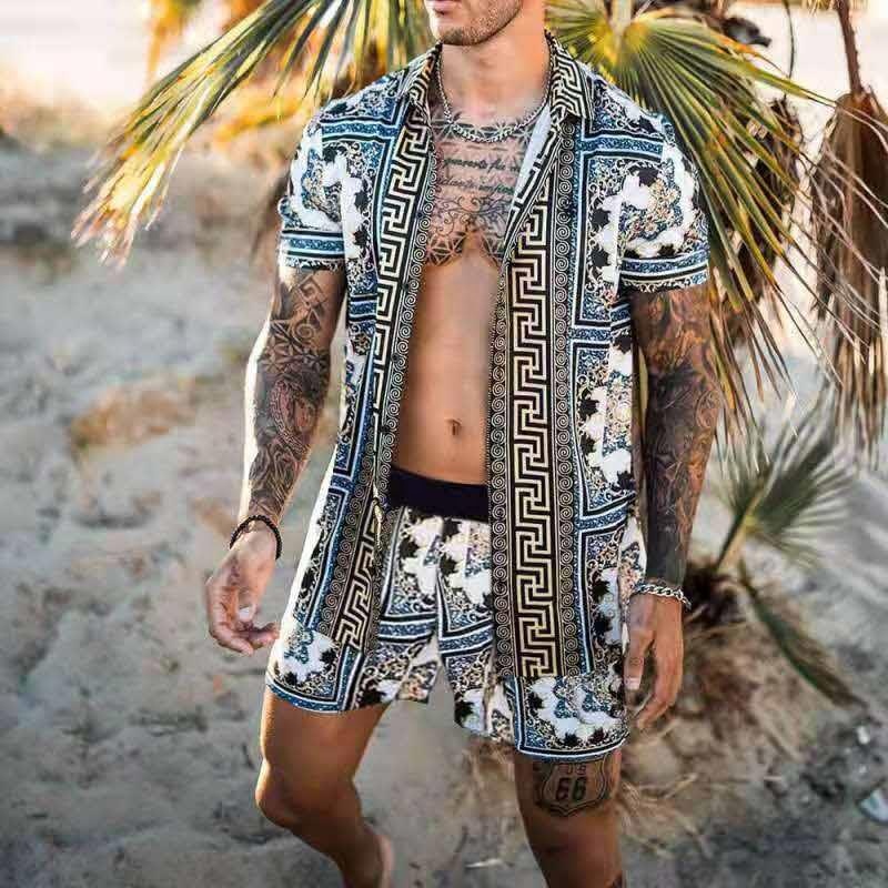 Oa Paymet New Fashion Men&#39;s Graphic T Shirts With Fancy Printed Set Of Shirt And Shorts For Beach For Men